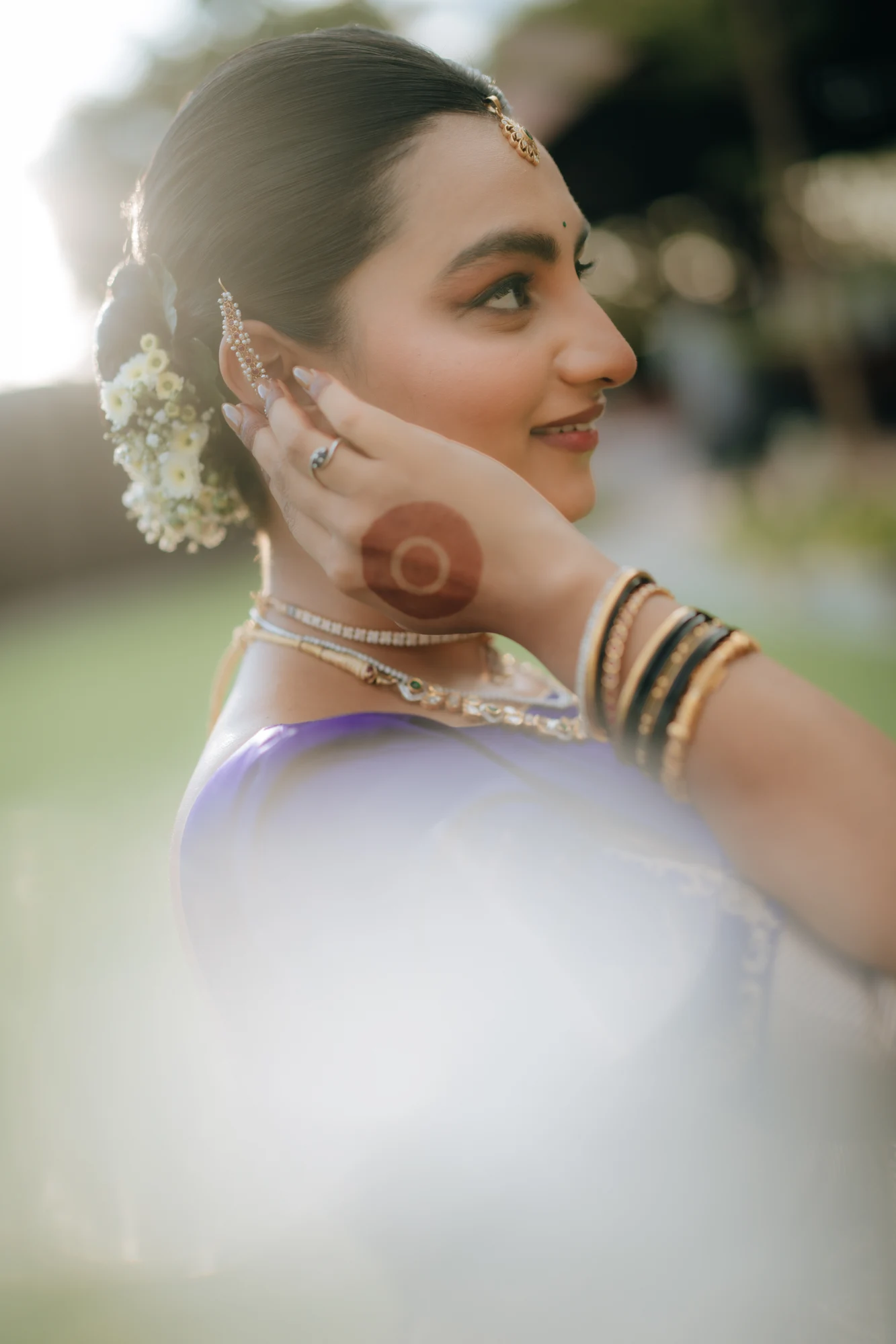 A bride preparing for her wedding in soft morning light